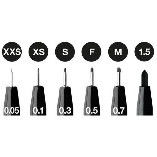 6 עטים PITT artist pen (עובי 0.05-1.5)
