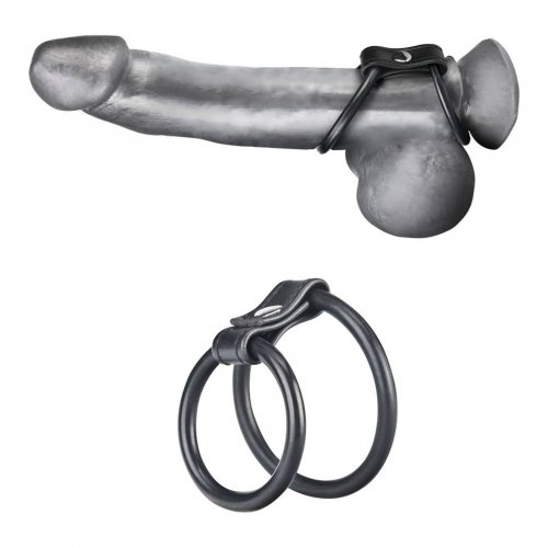 טבעת זקפה כפולה מגומי | Blue Line - Duo Cock & Ball Ring