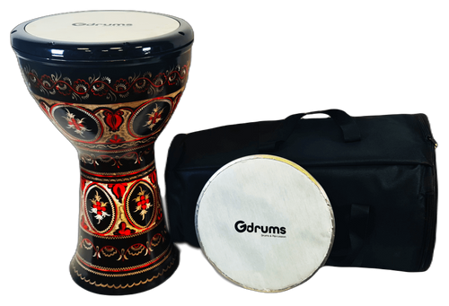 דרבוקה דג'מבה נחושת מעוטר DJC-E19 בצבע אדום מבית Gdrums