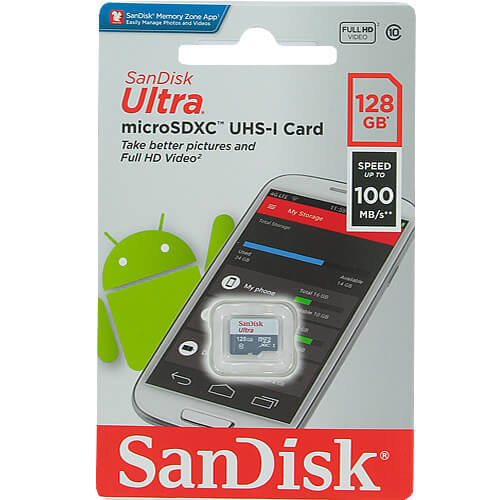 כרטיס זיכרון SANDISK MICRO SD SDSQUNR-128G-GN3MN 100MB/s