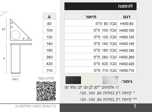 רגליות לשולחן ולריהוט נמוך