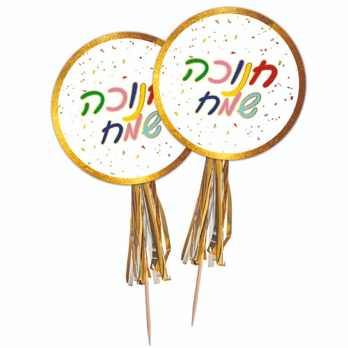 קיסם פרנזים 'חנוכה שמח' צבעוני - 6 יח'