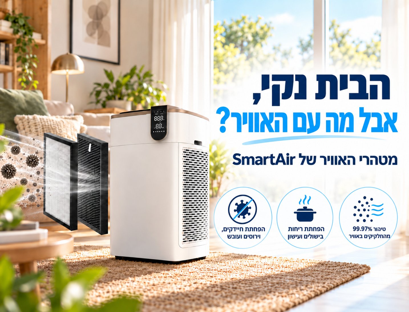 מטהרי האוויר של SmartAir - טיהור 99.97% מהחלקיקים באוויר