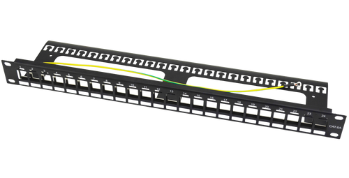 פאץ' פאנל 24 פורטים,Cat7,Cat6,Cat5 מותאם לקיסטון 19