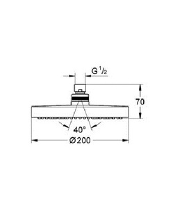 ראש מקלחת 200 מ"מ מצב אחד כרום GROHE - גרואה 27541001 GROHE גרואה