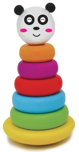 מגדל טבעות צבעוני מעץ 6 חלקים - פנדה