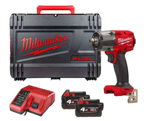 מפתח רטיטה כולל סוללות 4AH במזוודה Milwaukee M18FMTIW2-F12-X-18V