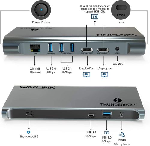 תחנת עגינה אוניברסלית למחשב נייד Wavlink Thunderbolt WL-UTD03 4K