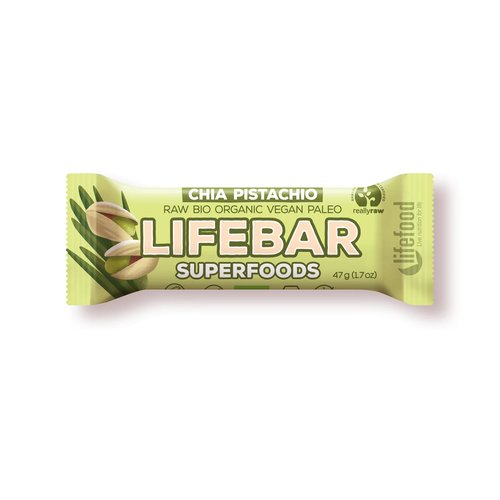 חטיף סופרפוד צ׳יה ופיסטוק (47 גרם) - lifefood