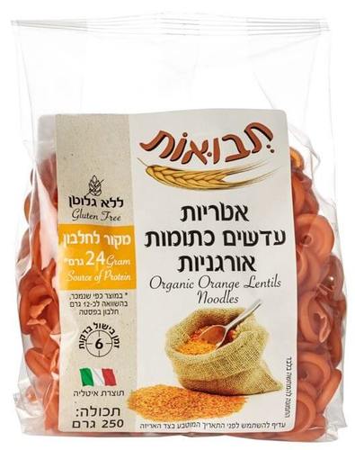 אטריות עדשים כתומות אורגניות - תבואות 250 גרם
