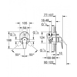 ערכה חיצונית אינטרפןץ 4 דרך באואדג' BAUEDGE כרום GROHE - גרואה 29039001 GROHE גרואה