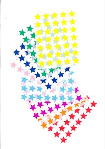 32 דפי מדבקות כוכבים מעורב 8 צבעים/ 5 בשורה