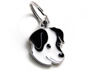 תג שם לכלב ג'ק ראסל שחור לבן BLACK AND WHITE JACK RUSSELL