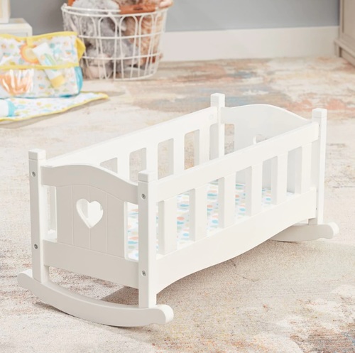 עריסה מעוצבת לבובה עשויה מעץ מלא עם אפשרות נידנוד