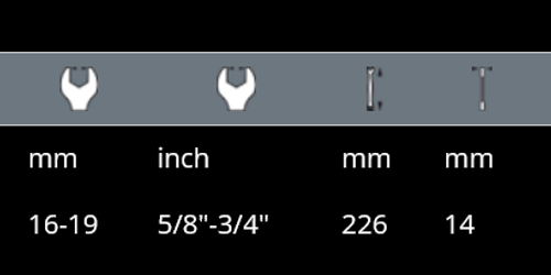 מפתח שבדי סדרה 6002, 16-19 מ
