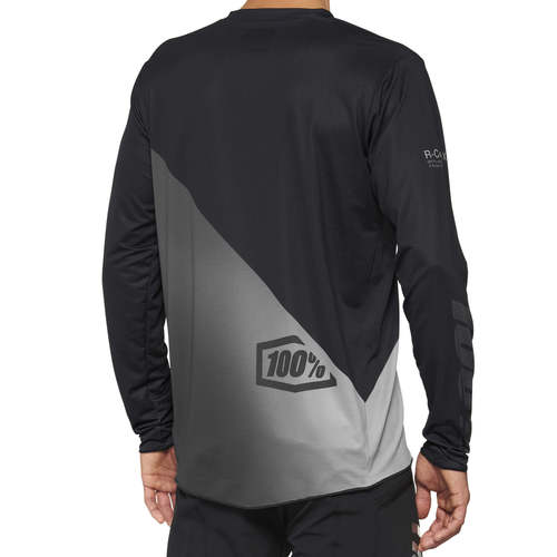 חולצת רכיבה שרוול ארוך 100% שחור / אפור - 100% R-CORE X JERSEY 