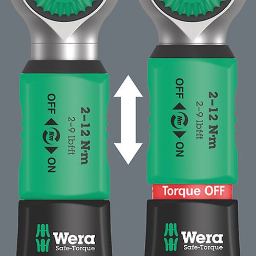 מפתח מומנט Safe Torque דרייב 1/4, 2-12 NM - עצירה בטוחה במומנט הנדרש דגם Wera 05075830001
