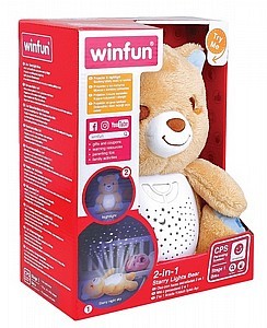 בובת דובי מנגן 2 ב 1 עם מנורת לילה מקרן Winfun