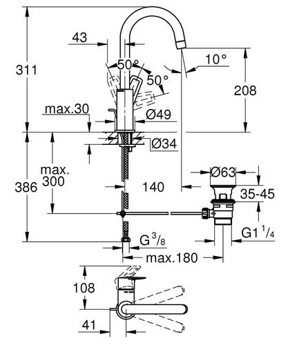 שרטוט 23763001  BAU LOOP GROHE