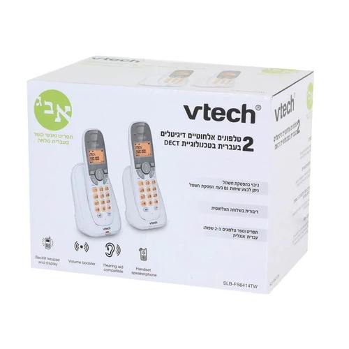 טלפון אלחוטי זוגי VTECH DECT  SLB-FS6414TW בעיברית