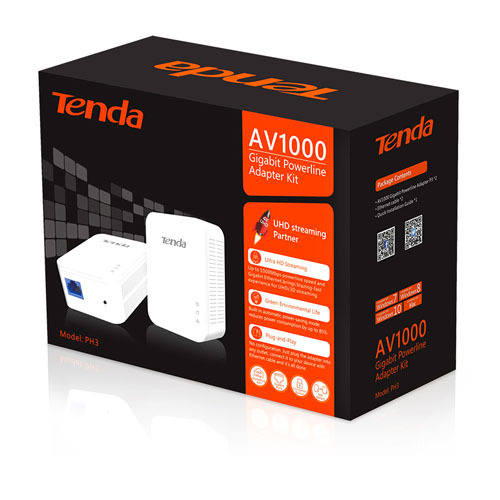 מתאם רשת על חשמל עם מהירויות Tenda 1000Mbps תנדה