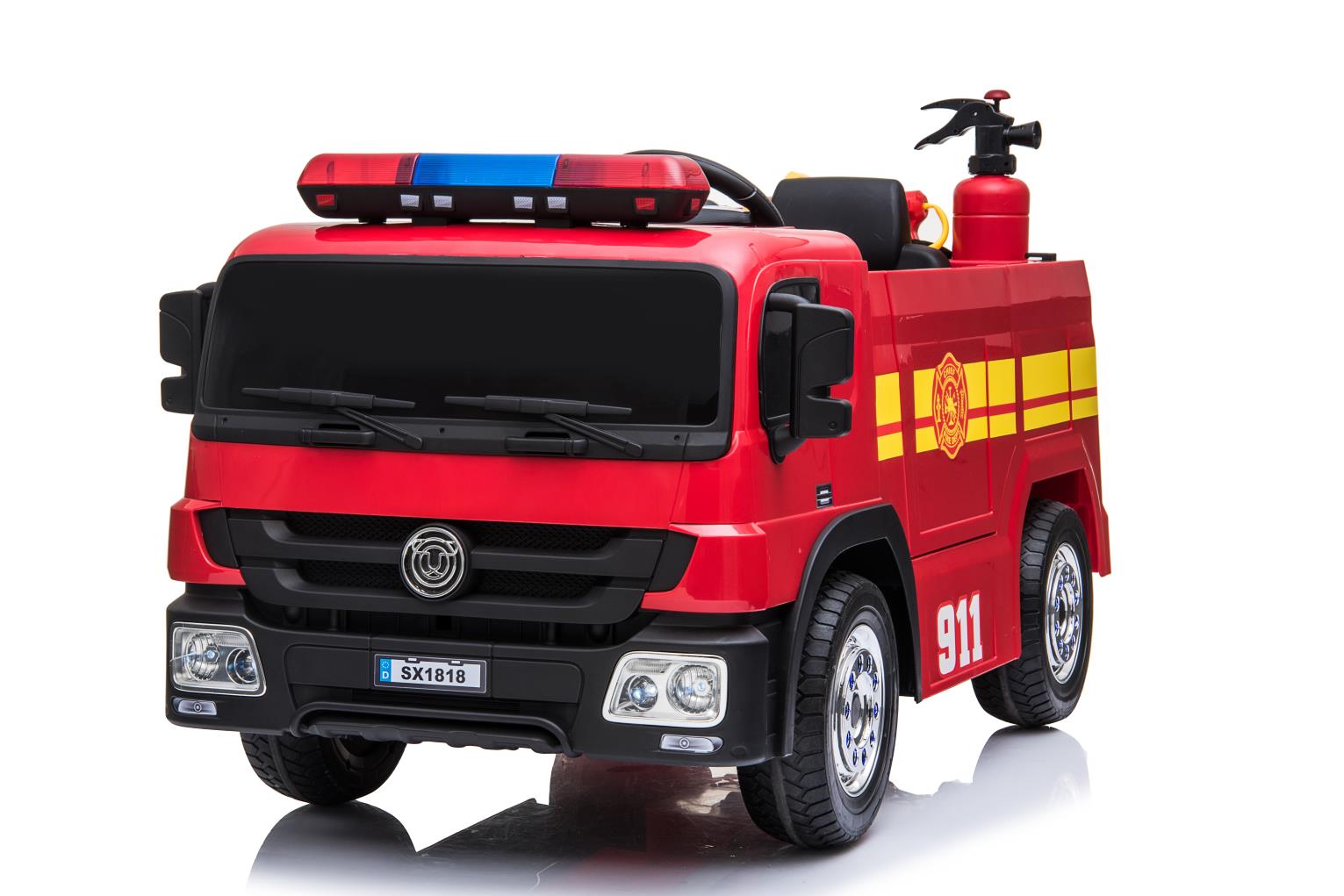 כבאית ממונעת 12v כולל שלט וגלגלי גומי
