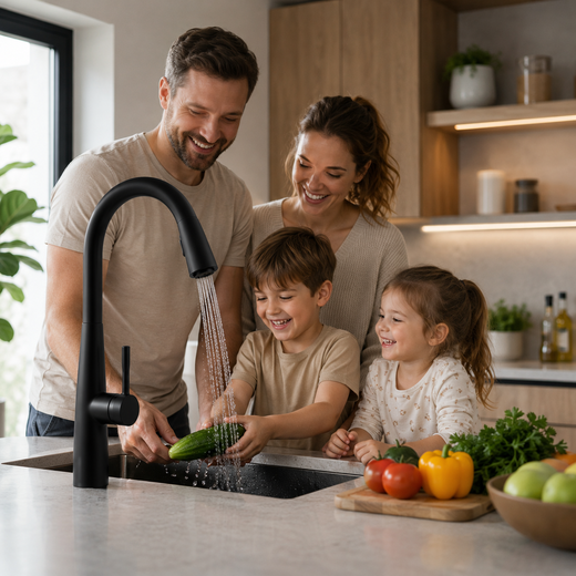 ברז מטבח יקינטון נשלף שחור מט 42.1 ס״מ