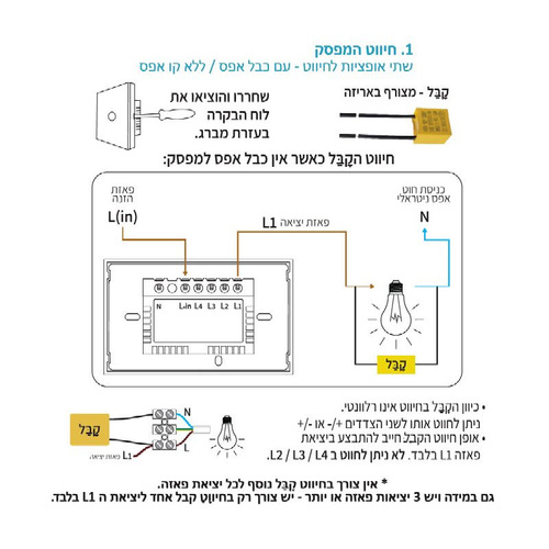 מפסק תאורה לבן / שחור / כסוף / זהב מתג 1 TOUCH WIFI Smartr 
