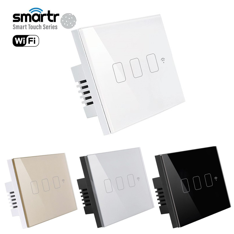 מפסק תאורה לבן / שחור / כסוף / זהב 3 מתגים TOUCH WIFI Smartr