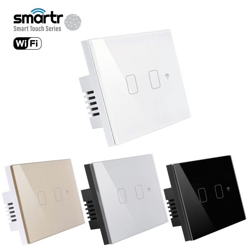 מפסק תאורה שחור / לבן / זהב / כסוף 2 מתגים TOUCH WIFI