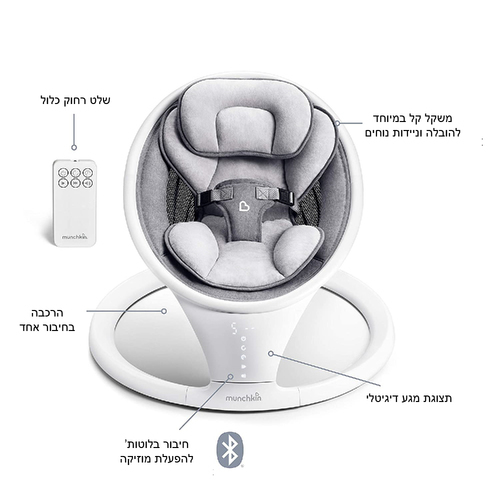 נדנדה חשמלית Swing עם Bluetooth ושלט רחוק Munchkin