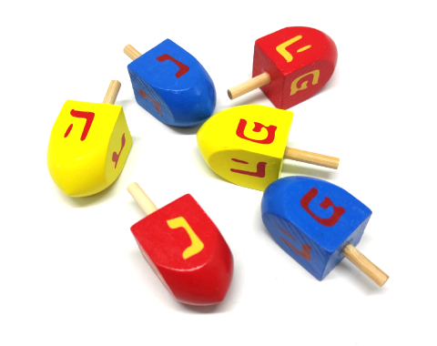 סביבון עץ צבעוני אותיות 2/4.5 ס"מ - 6 יח
