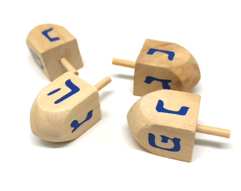 סביבון עץ טבעי אותיות 2.4/5.5 ס"מ - 4 יח