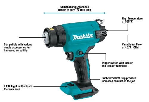 מפזר חום נטען DHG181 מתוצרת Makita 