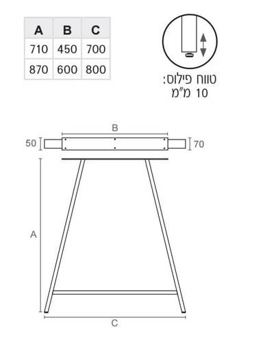 רגל לדלפק ולשולחן LG63
