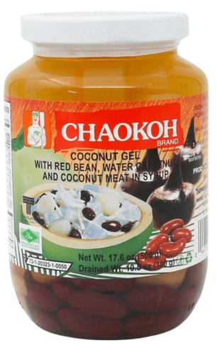 CHAOKOH - שימורי ג'לי קוקוס עם שעועית אדומה וערמוני מים בסירופ מרוכז 500 גרם