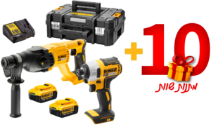 סט 18V ללא פחמים פטישון + אימפקט סוללות 4AH כולל 10 מתנות!