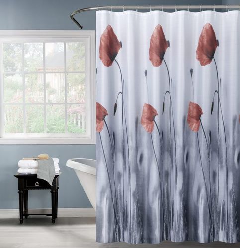 וילון אמבטיה בעיצוב כלניות - 180X240