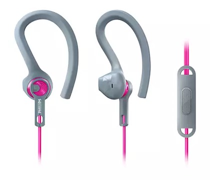 אוזניות ספורט חוטיות PHILIPS SHQ1555PK - אפור/ורוד
