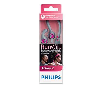 אוזניות ספורט חוטיות PHILIPS SHQ1555PK - אפור/ורוד