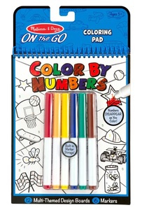 חוברת צביעה 12 דפים + 6 טושים - צובעים עם מספרים (כחול)