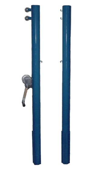 זוג עמודי כדורעף מתכת מגולוונים עם שרוולים