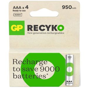 4 סוללות נטענות GP RECYKO AAA 950MAH ג