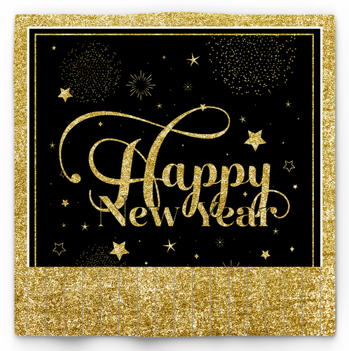 מפיות Happy New Year עם פרנזים - 12 יח'