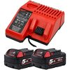 סט 2 סוללות 18V 5Ah + מטען מבית Milwaukee