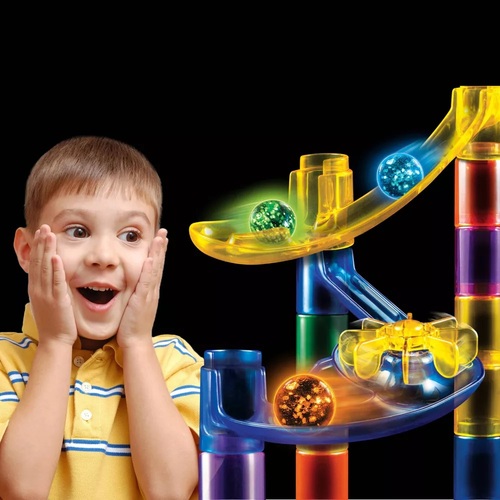 ערכת משחק לילדים: מרוץ גולות זוהרות במדרון 50 חלקים