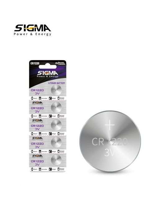 חמש סוללות SIGMA CR1220 3V
