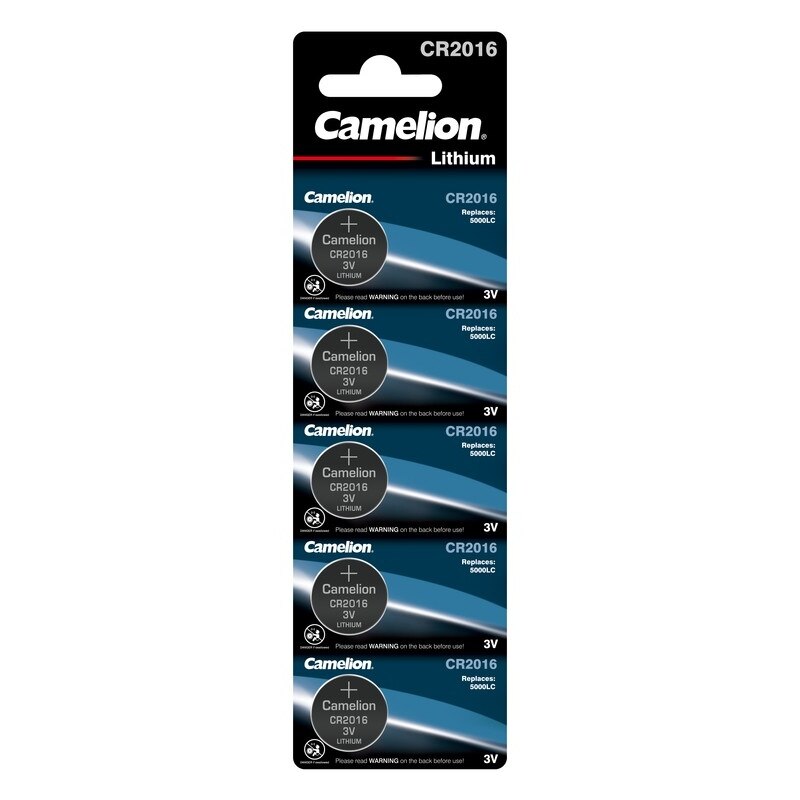 חמש סוללות CAMELION CR2016 3V