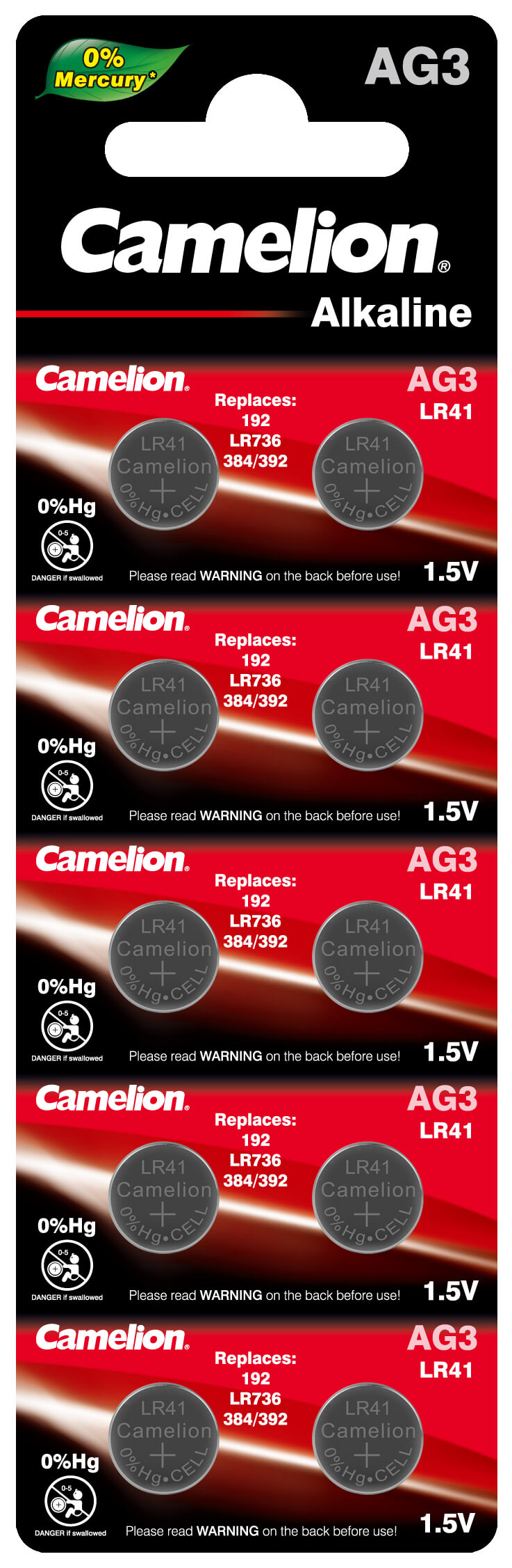 עשר סוללות CAMELION LR41 1.5V