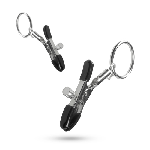 מצבטי פטמות מתכווננים עם טבעת Easy Toys - Metal Nipple Clamps With Ring